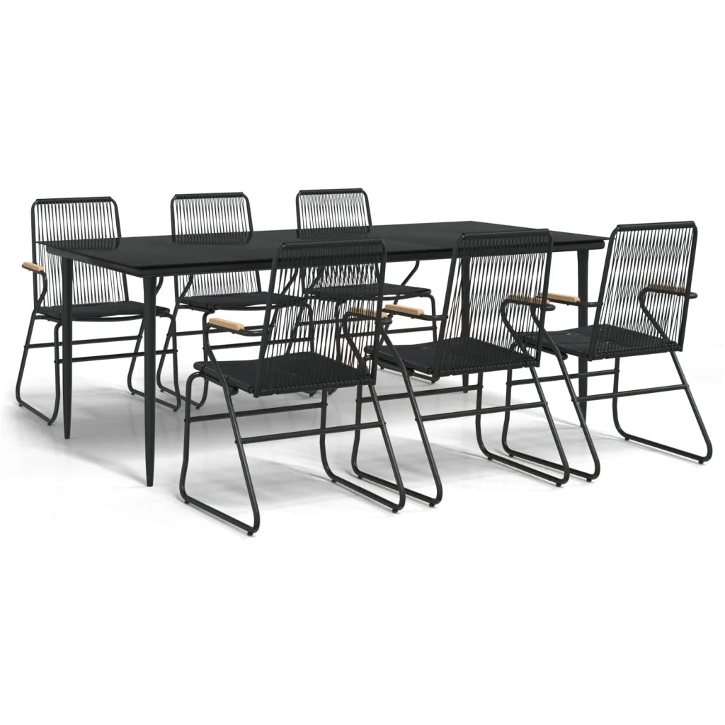 Set da Pranzo da Giardino 7 pz Nero in Rattan PVCcod mxl 73545