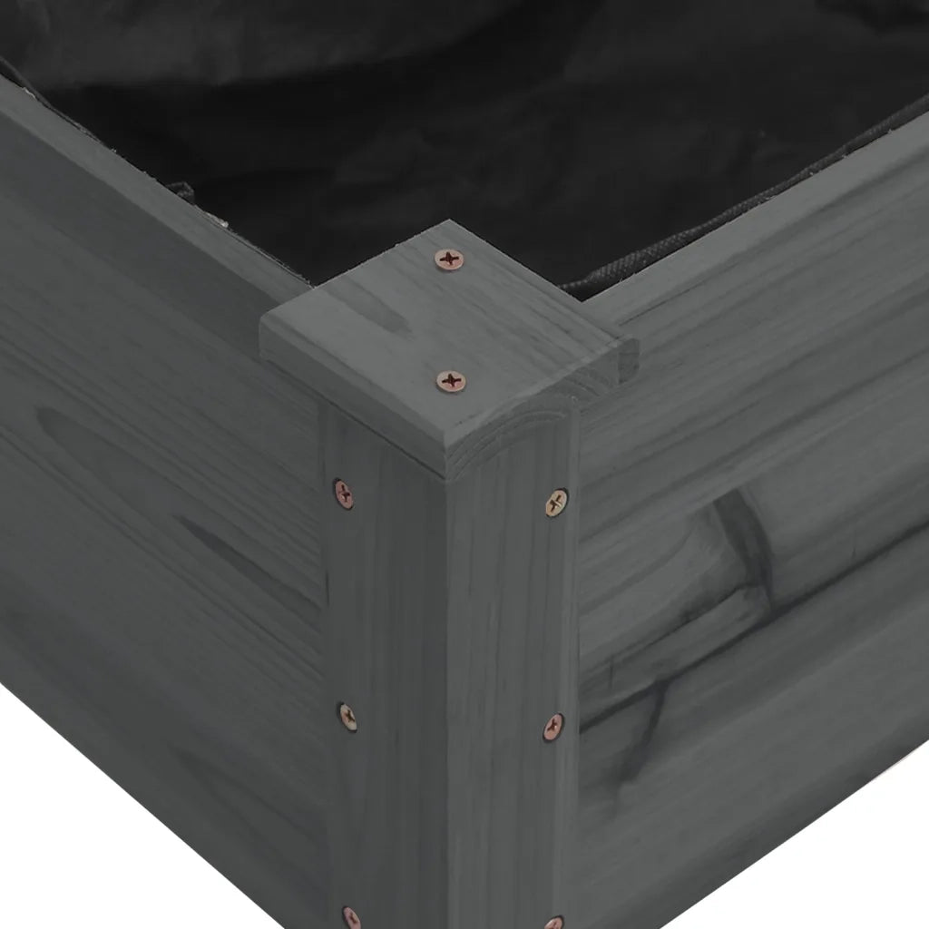 Fioriera Giardino con Fodera-Vaso da Esterno-Contenitore per Piante Grigia 240x60x25 cm Massello Abete