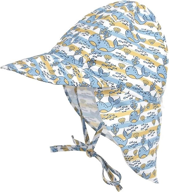 Cappello per bambini, cappello estivo per bambini, cappello per neonati con protezione collo e strisce, cappello flapper, cappello UV protettivo per spiaggia (XS: adatto per circonferenza capelliera 44-48 cm)