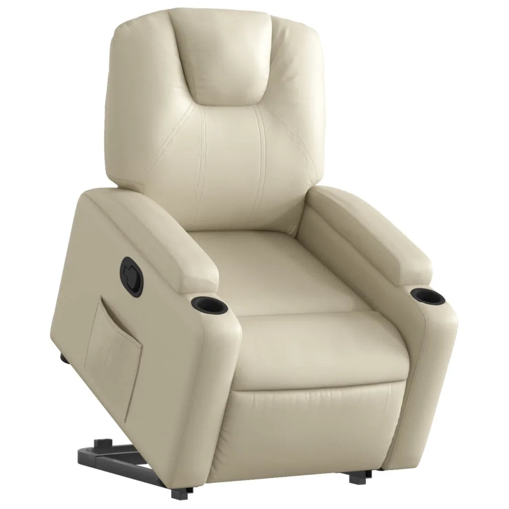 Poltrona | Sedia Relax Alzapersona Reclinabile Crema in Similpelle