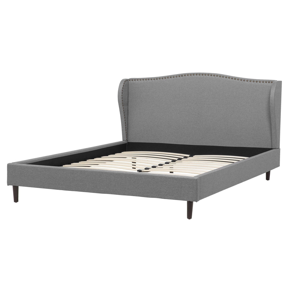 Letto imbottito con rivestimento in tessuto di colore grigio 160 x 200 cm tradizionale