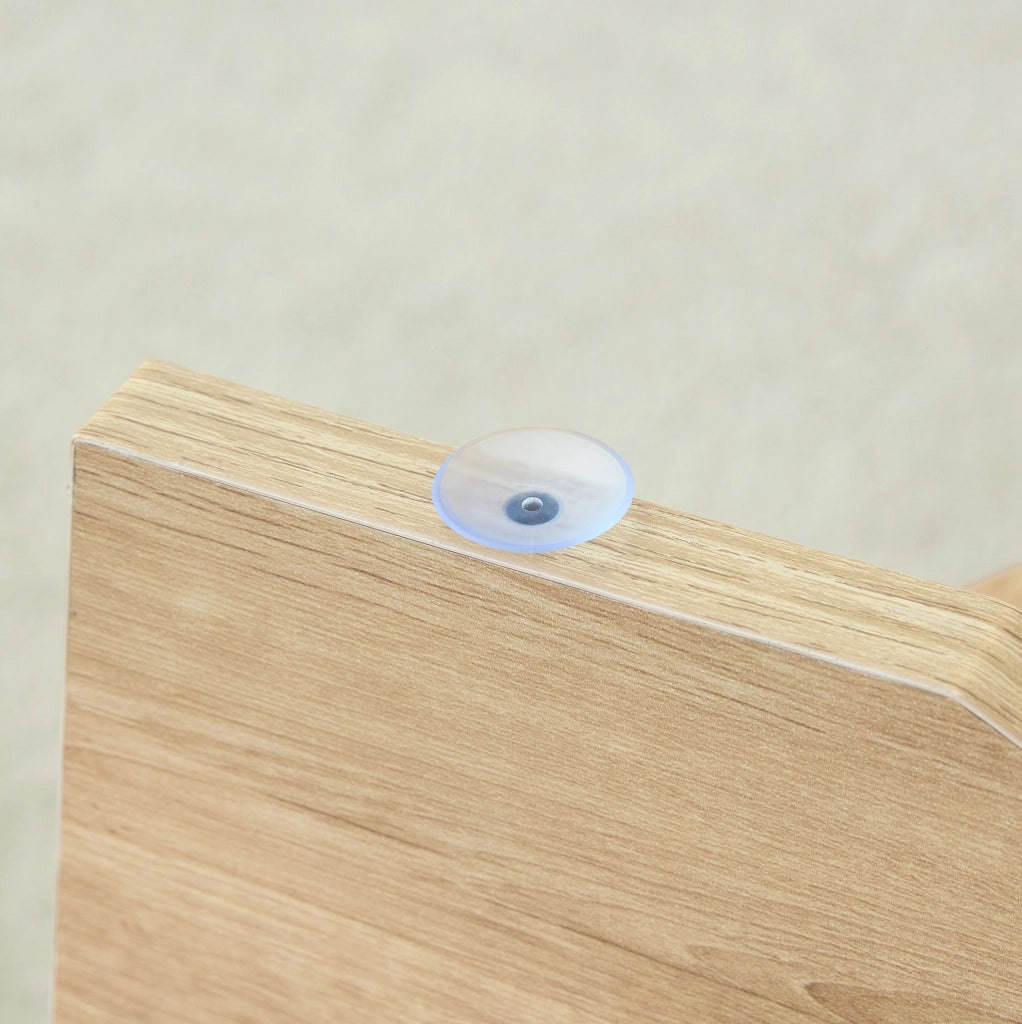 Tavolino da caffè rotondo ? 80 cm in vetro trasparente e MDF effetto legno