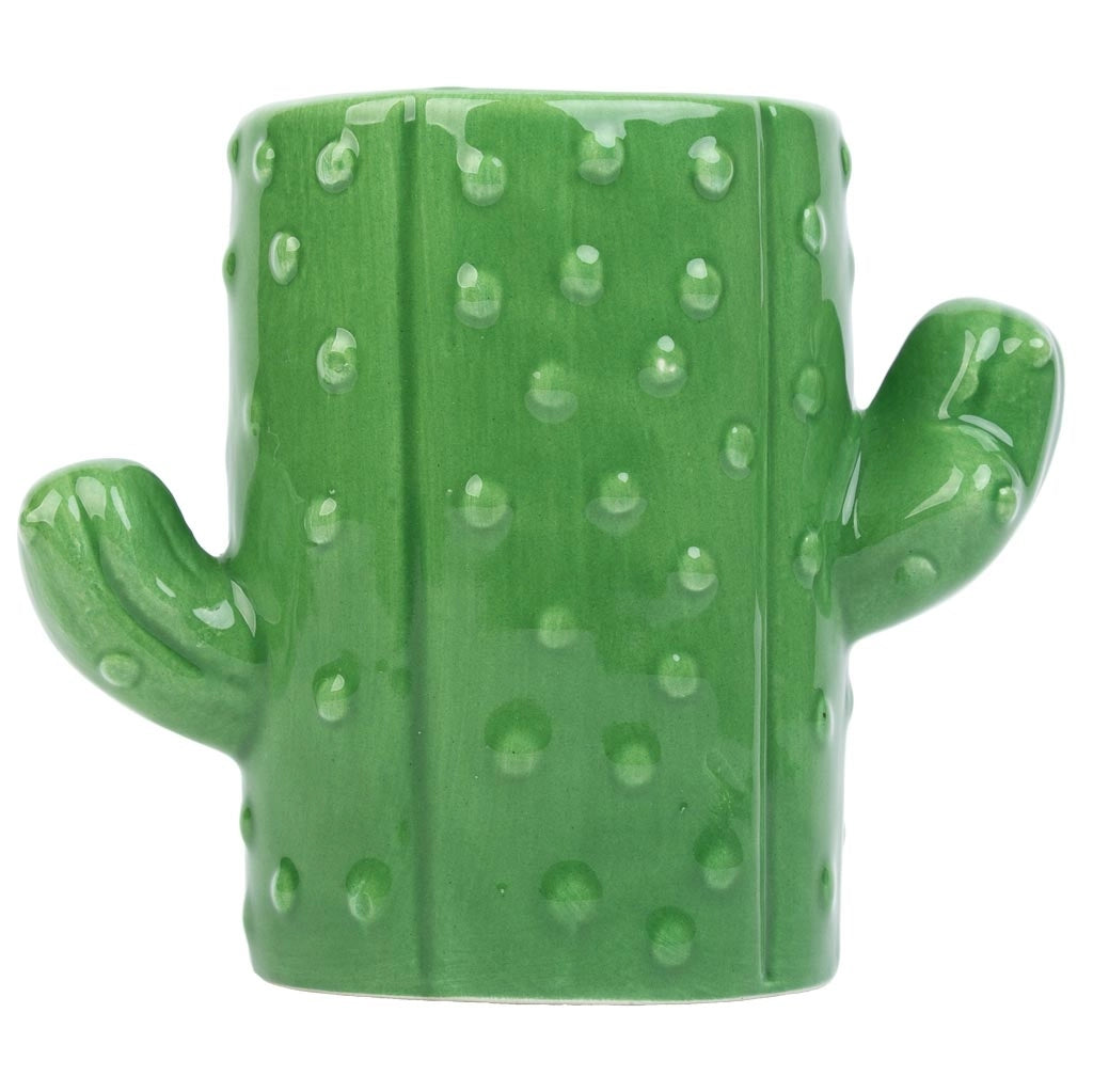 Portapenne cactus in ceramica verde 13,5x7,8x11h