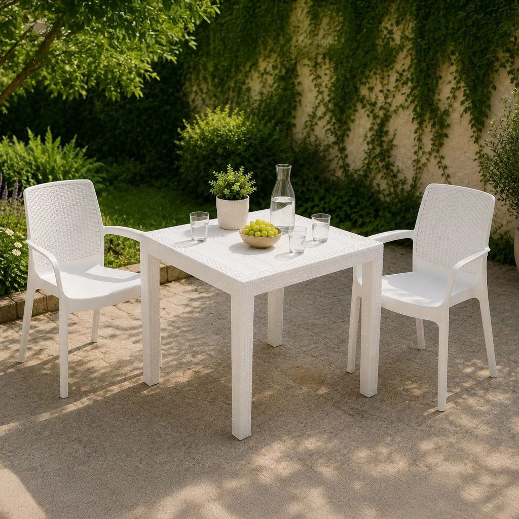 Salottino Outdoor Matali, set Salotto da Esterno 2 Posti Made in Italy, Bianco