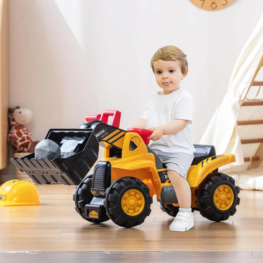 Escavatore Giocattolo Cavalcabile, Ruspa Elettrica Multifunzione con Suoni Realistici, Funzione Avanti e Dietro, Regalo per Bambini 3 Anni +, 85x45x30 cm (Stile 1)