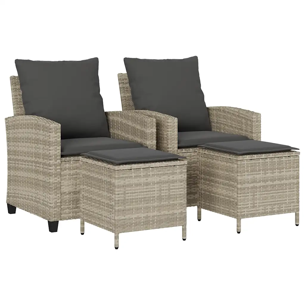 Set Divano da Giardino 4pz con Cuscini Grigio Chiaro Polyrattan 4103868