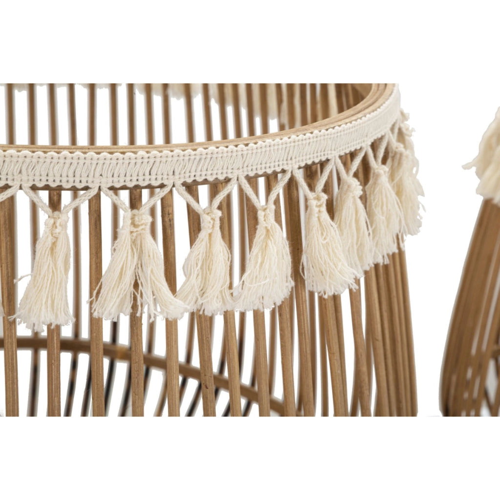Cestoni Fuji in rattan naturale — coppia Ø 47x39,5 e Ø 34x36,5 cm