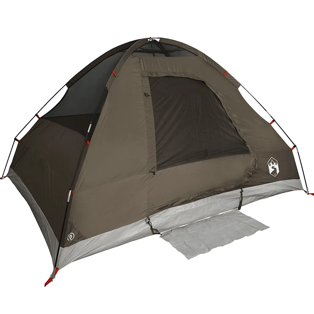 Tenda da Campeggio a Cupola per 4 Persone Marrone Impermeabile