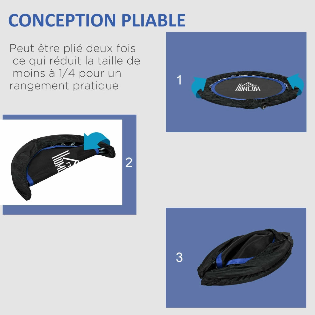 Trampolino Fitness Ginnastica ¨C zephmum ¨C Pieghevole 6 Piedi 102 cm Nero Blu