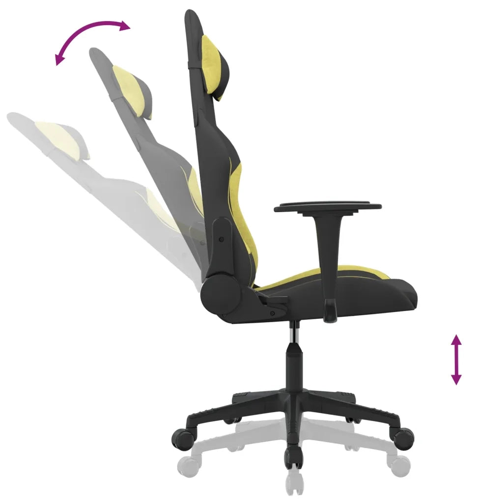 Sedia da Gaming | Sedia da e-sports Nero e Verde Chiaro in Tessuto