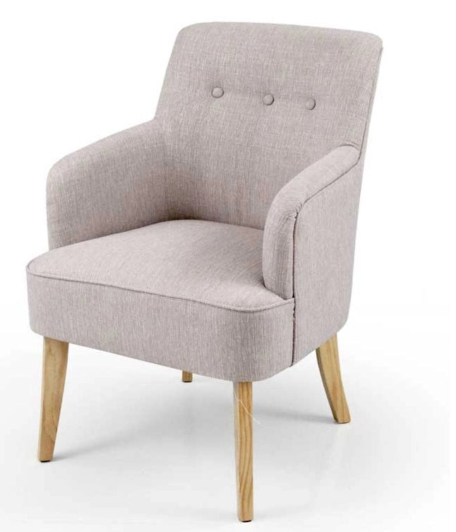 POLTRONA IN TESSUTO CON GAMBE IN LEGNO 60 X 65 X 85 CM COLORE TORTORA