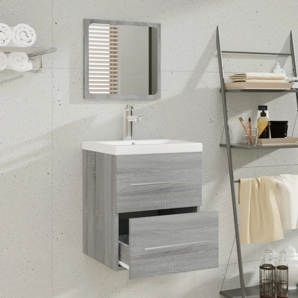 Mobile Bagno e Lavabo Integrato Grigio Sonoma Legno Multistrato 3114169