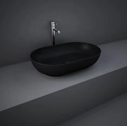 Lavabo ovale da appoggio in ceramica Nero Matt senza foro rubinetto - Feeling Rak Ceramics