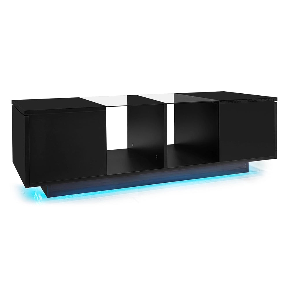 Tavolino-Xylo-120x50x385cm nero LED piano lucido