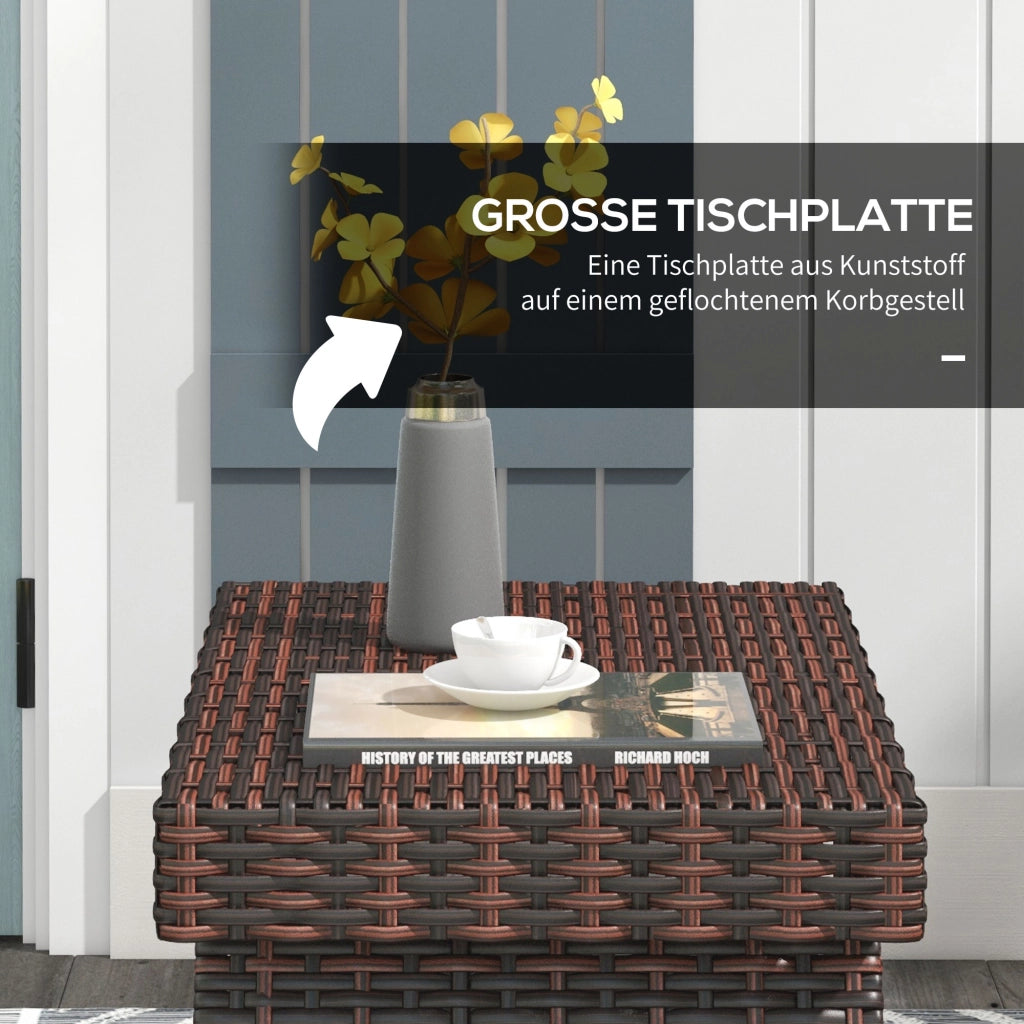 Tavolo da giardino pieghevole in rattan, resistente alle intemperie, marrone, 60x41x41 cm, ideale per balcone e terrazzo.