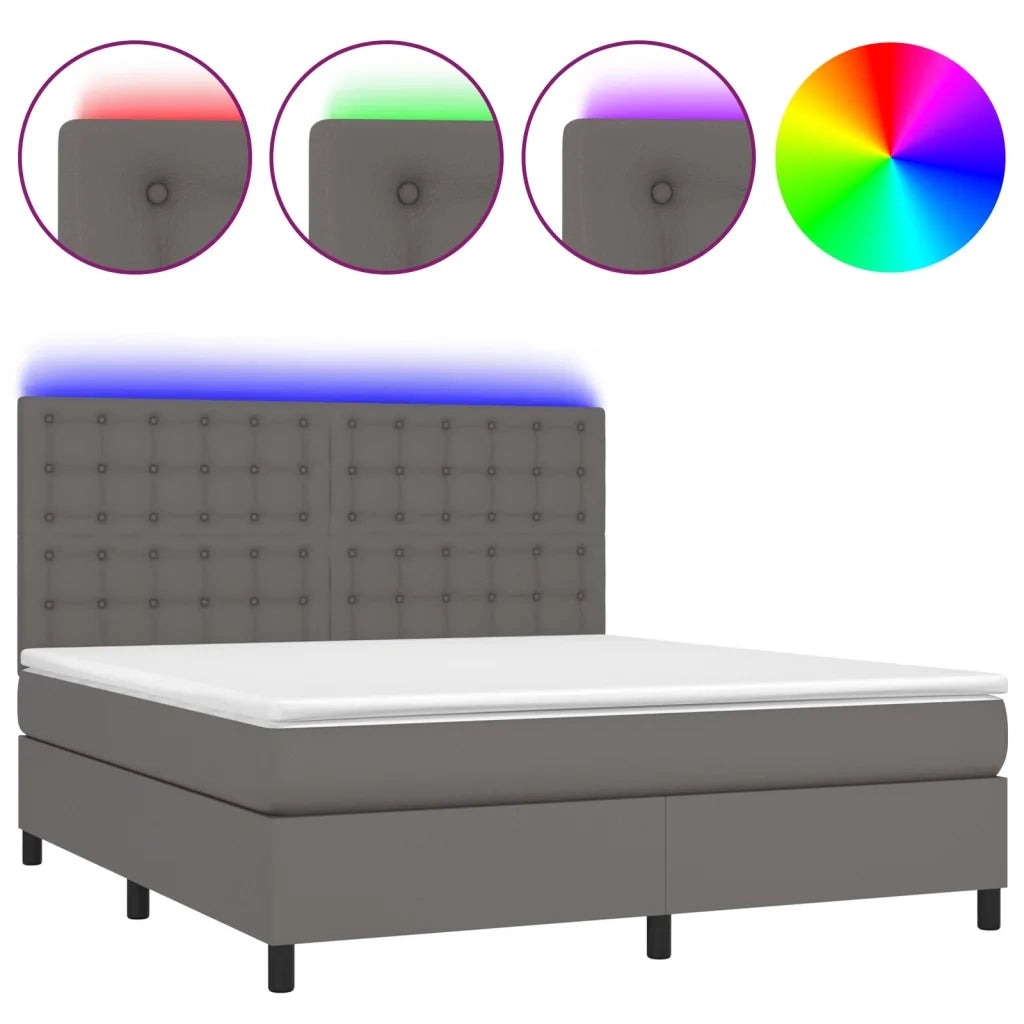Giroletto Molle con Materasso e LED Grigio 180x200cm Similpelle 3135961