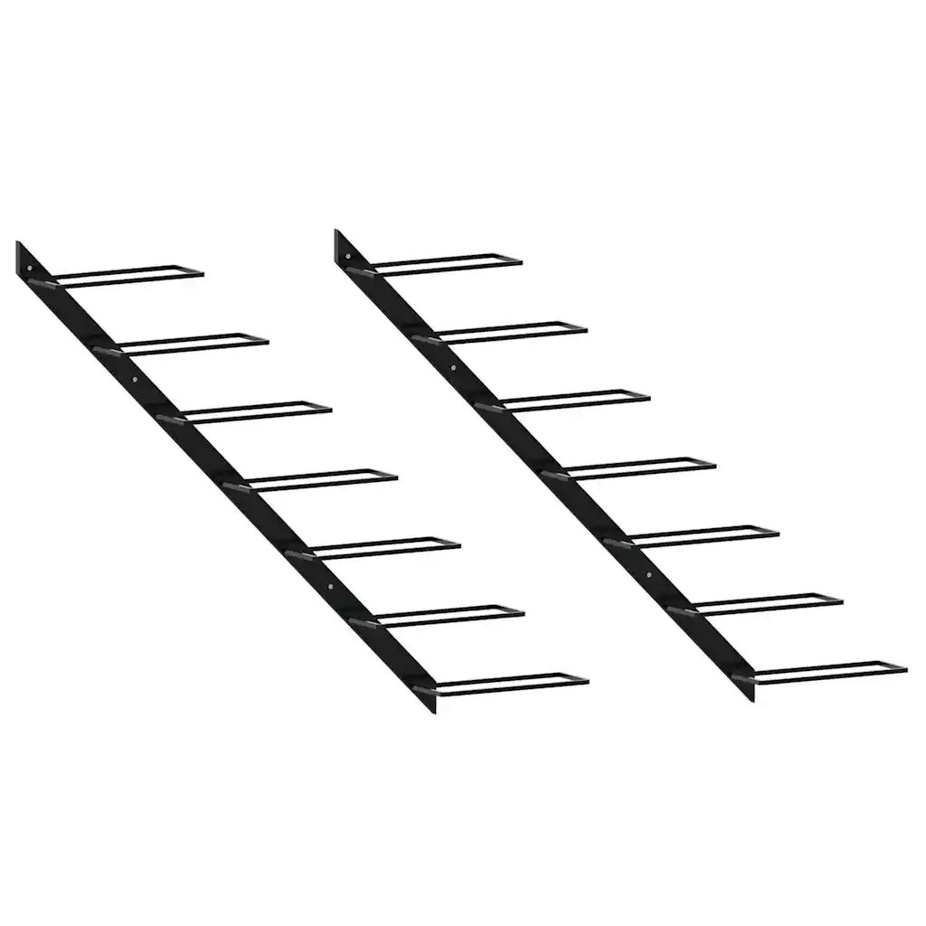 Portavini da Parete per 14 Bottiglie 2 pz Nero in Metallo 289565