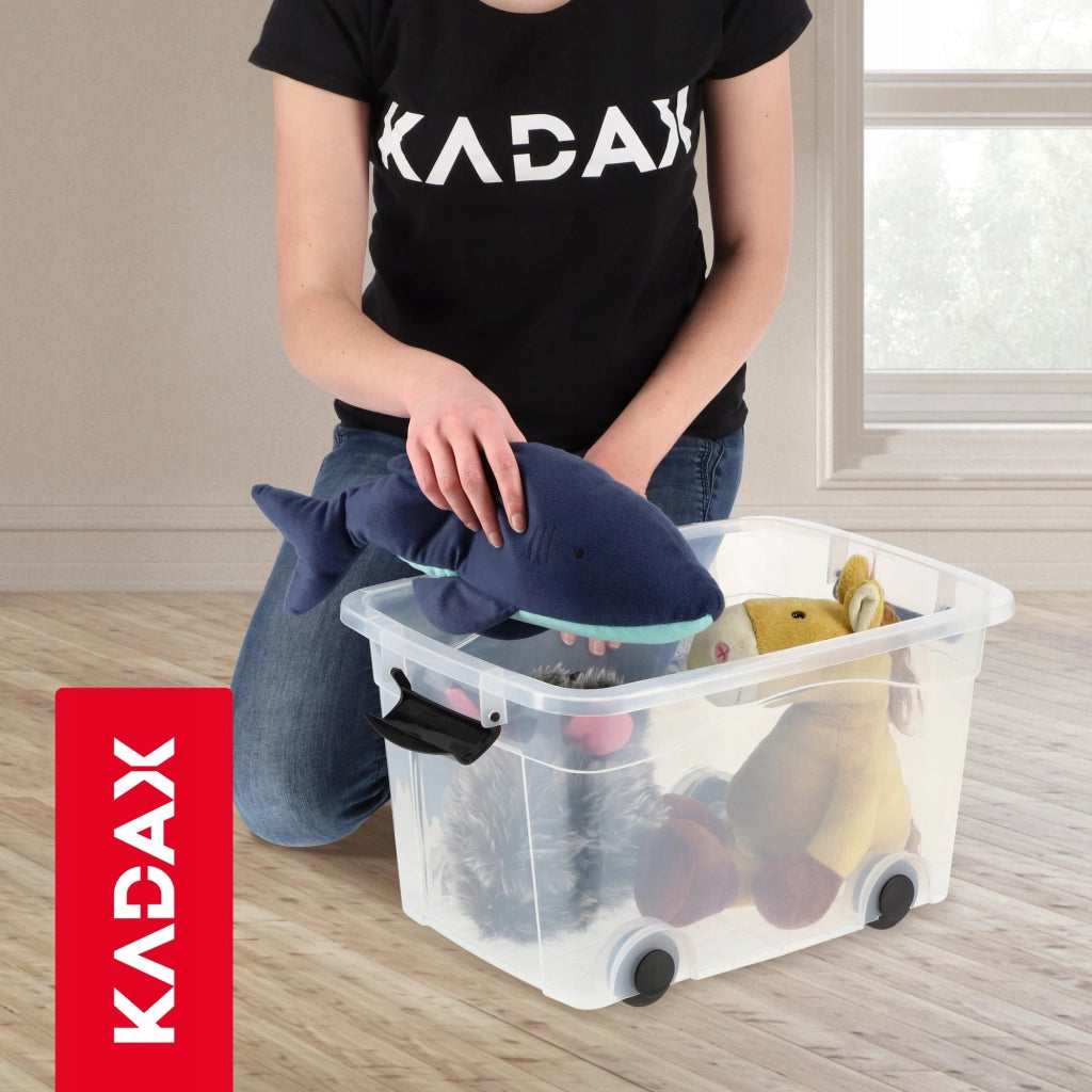 Contenitore per giocattoli KADAX, grande scatola con ruote, in plastica, grande 40 litri
