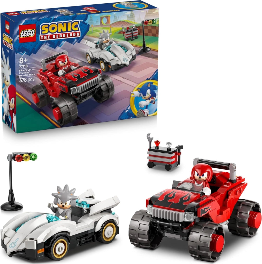LEGO Sonic the Hedgehog Auto di Silver vs. Monster Truck di Knuckles Giocattolo - Include 2 Minifigure e 2 Chaos Emerald