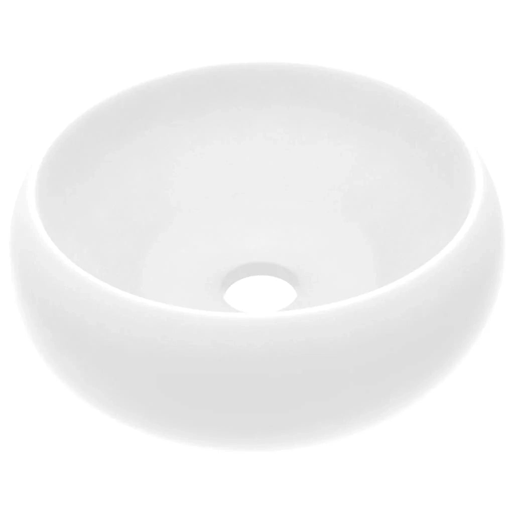 Lavabo da appoggio rotondo di lusso lavabo da bagno lavello da cucina guardaroba arredamento per la casa 40 x 15 cm ceramica bianca opaca 02_0002740