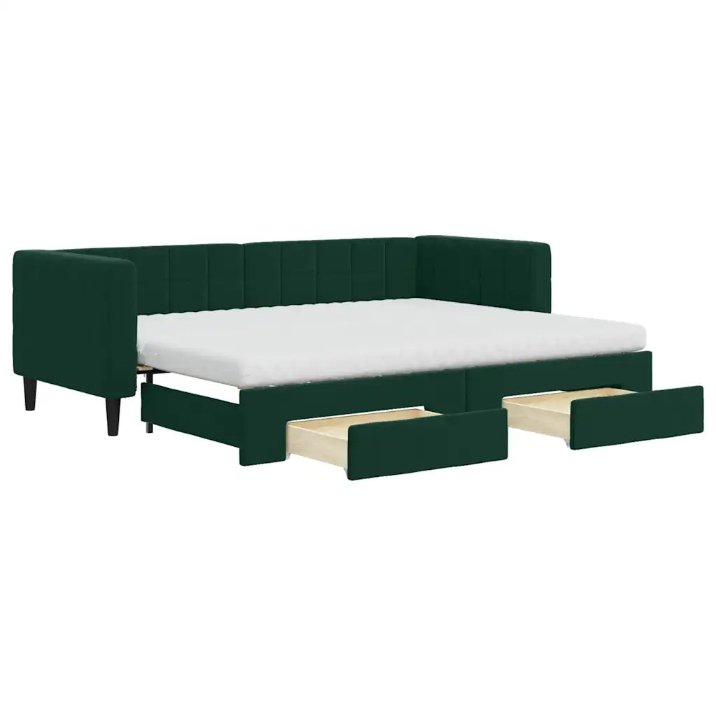 Divano Letto Estraibile Cassetti Verde Scuro 80x200cm Velluto 3196758
