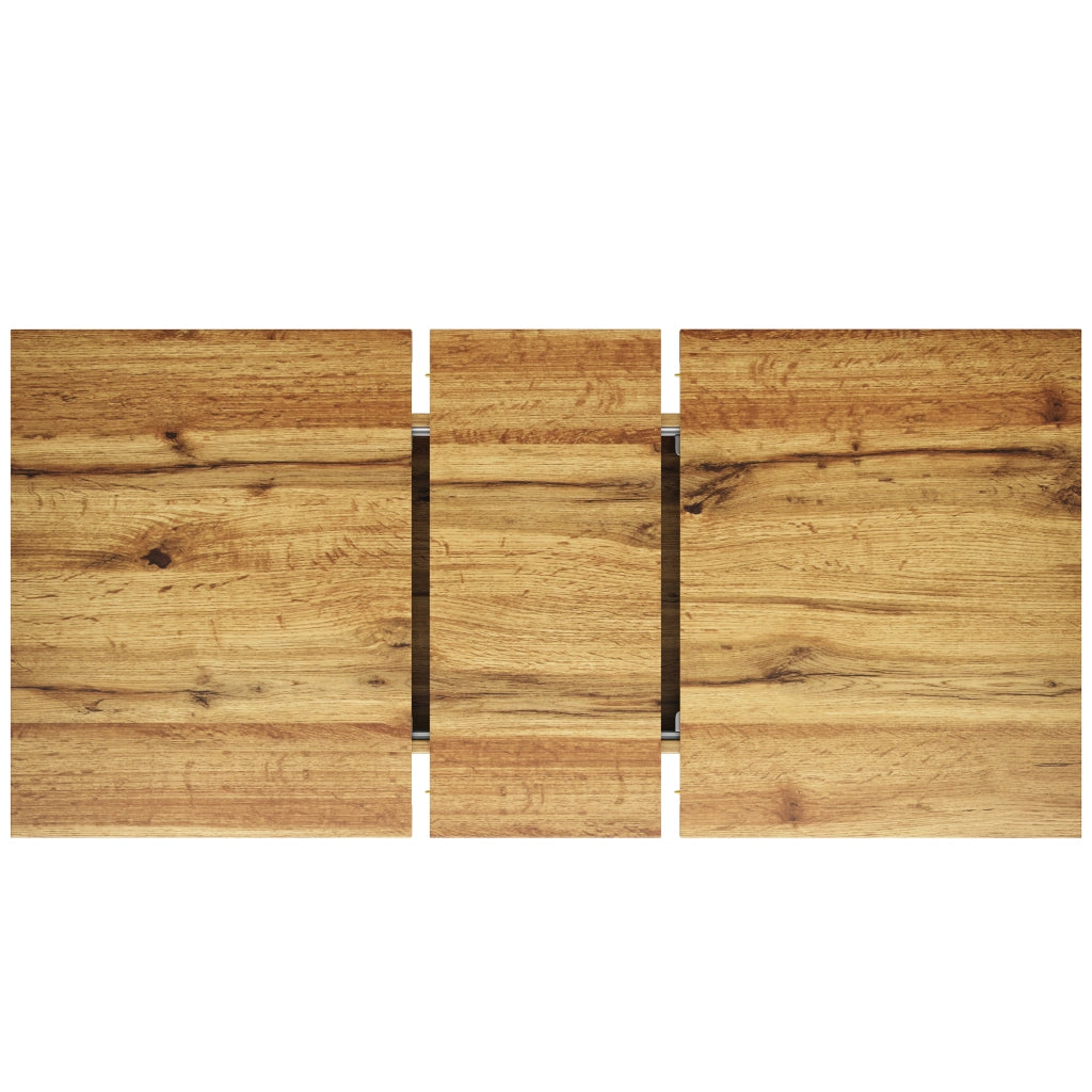 Tavolo da pranzo allungabile con piano effetto noce brasiliano, gambe in metallo a stella, per cucina e soggiorno walnut 120 × 80 cm