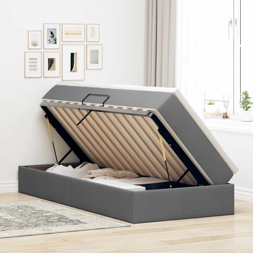 Letto con contenitore e materasso Grigio scuro 100 x 200 cm 3370207