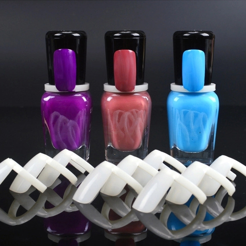 Trade Shop - Set 50 Tips Anello Mostra Barattolini Di Smalto Bianco Naturali Unghie Acrilico -