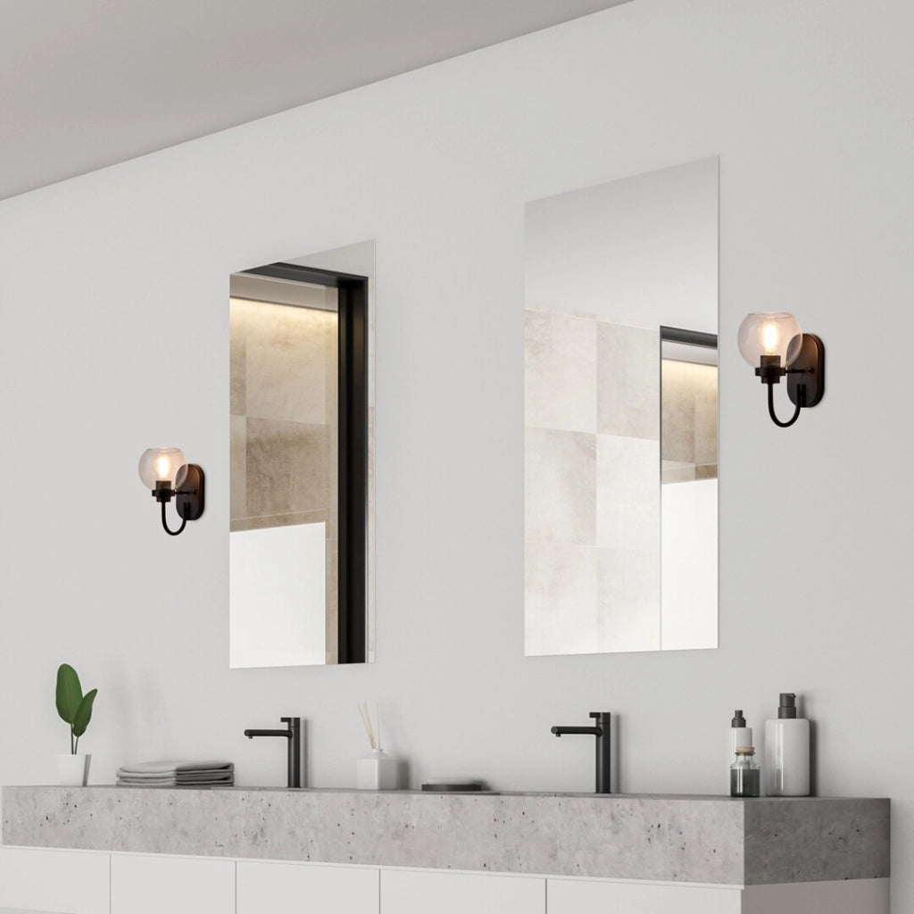 Applique bagno Tirina Rabalux nero opaco E27 IP44 vetro