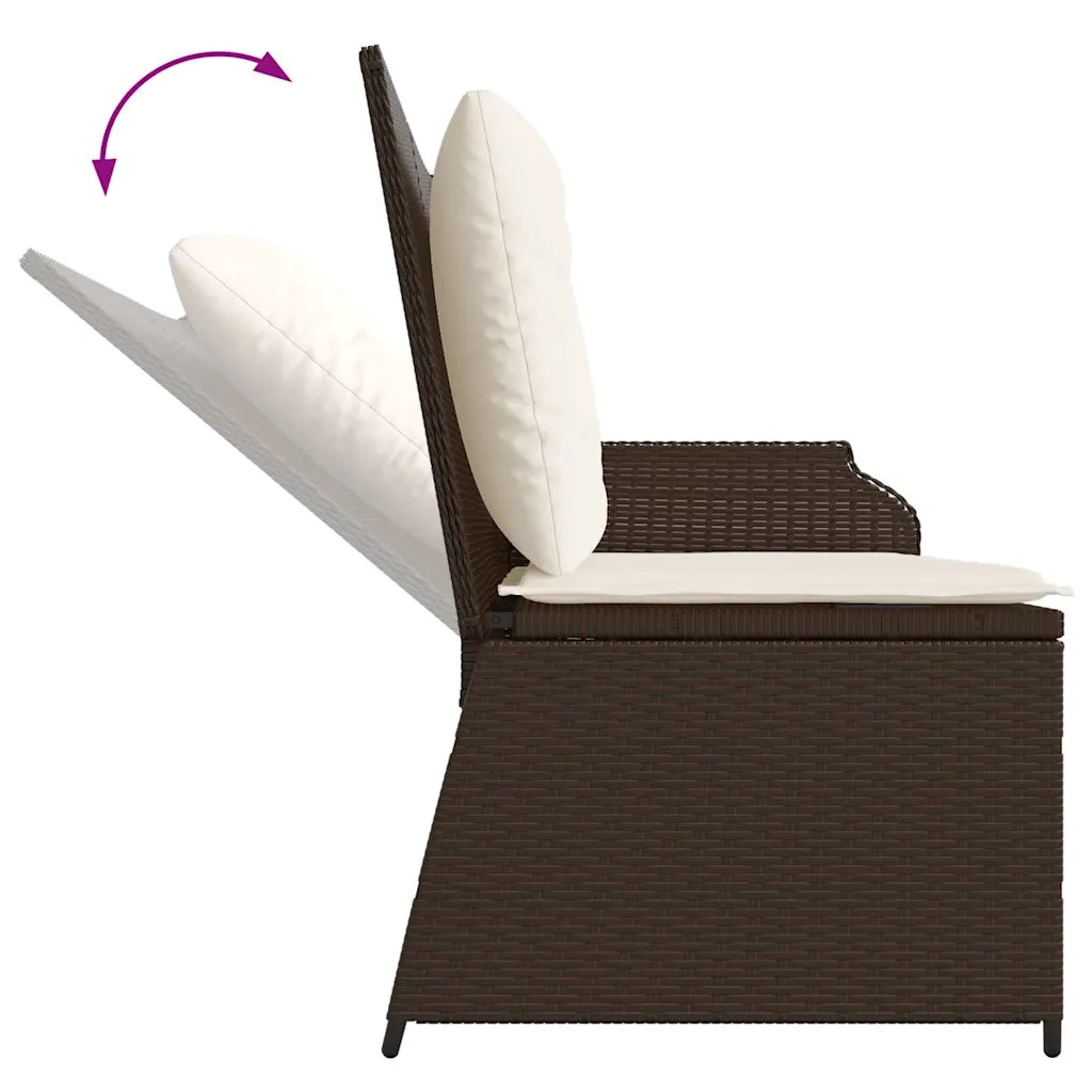 vidaXL Panca Reclinabile da Giardino con Cuscini Marrone in Polyrattan