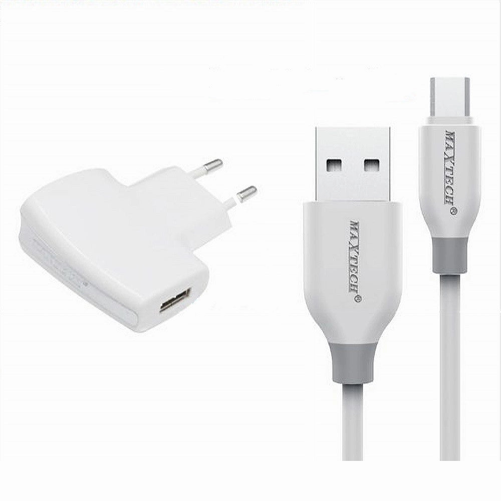 Trade Shop - Kit Caricabatteria Adattatore Di Ricarica Con Cavo Micro Usb 1mt Maxtech Ca-s036 -