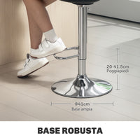 Set 2 Sgabelli da Bar 38x42x82-104 cm con Schienale e Poggiapiedi in PP Pelle PU e Acciaio Nero