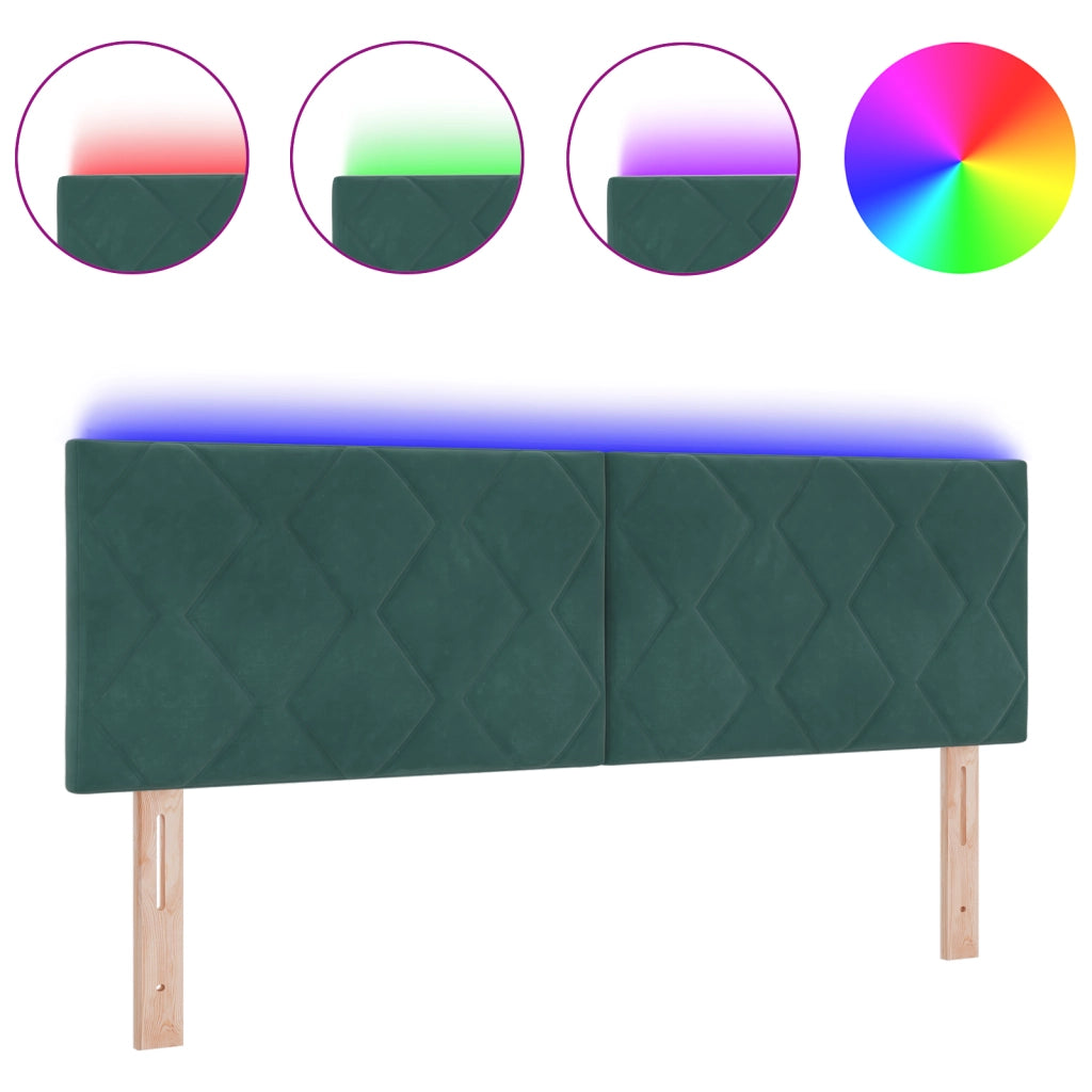 Testiera LED Design a Blocchi Diamante Verde Scuro 144 cm Velluto
