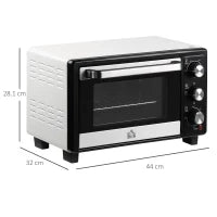 Fornetto Elettrico 16L Temperatura Regolabile e Timer, 3 Metodi di Cottura e Accessori, 1400W, Bianco