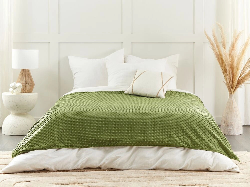 Copripiumino per coperta ponderata Verde Tessuto poliestere 150 x 200 cm Motivo a pois Design moderno Tessile camera da letto