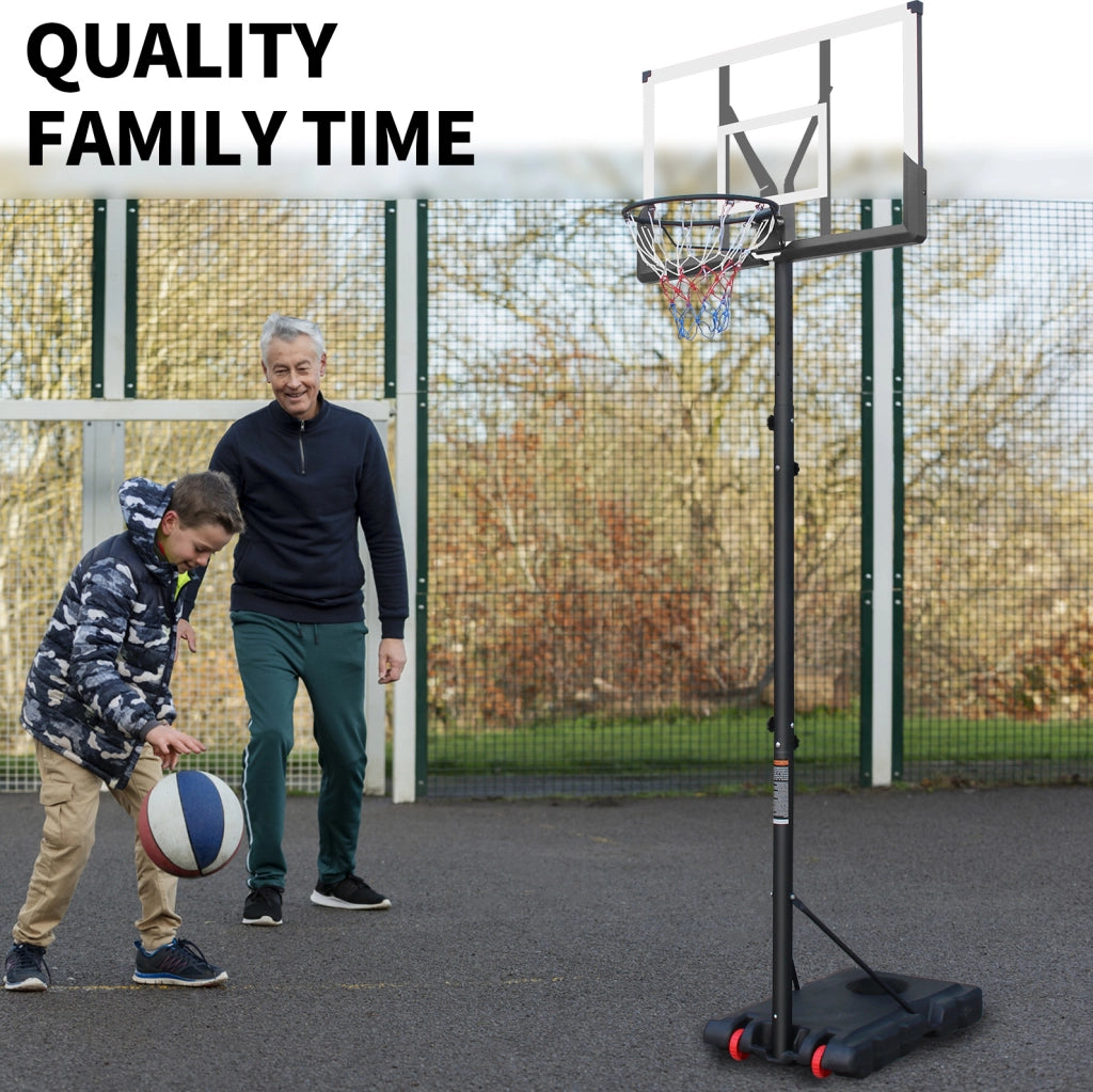 Canestro da basket regolabile 173;74-304;8 cm nero bianco acciaio