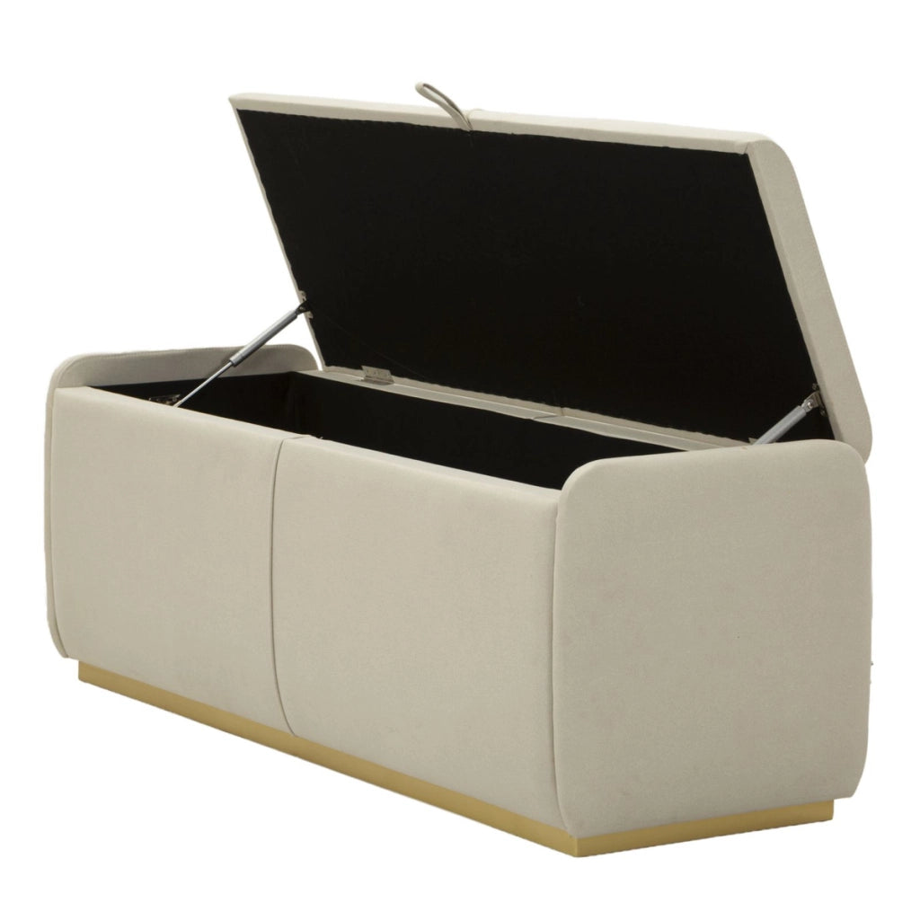Panca con Portaoggetti VKH766, Beige, Legno, 130x45x45 cm