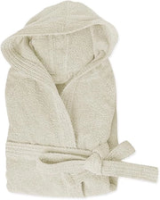 Accappatoio Spugna Cotone Taglia XL Morbido Uomo Donna Cintura Tasche Cappuccio Panna
