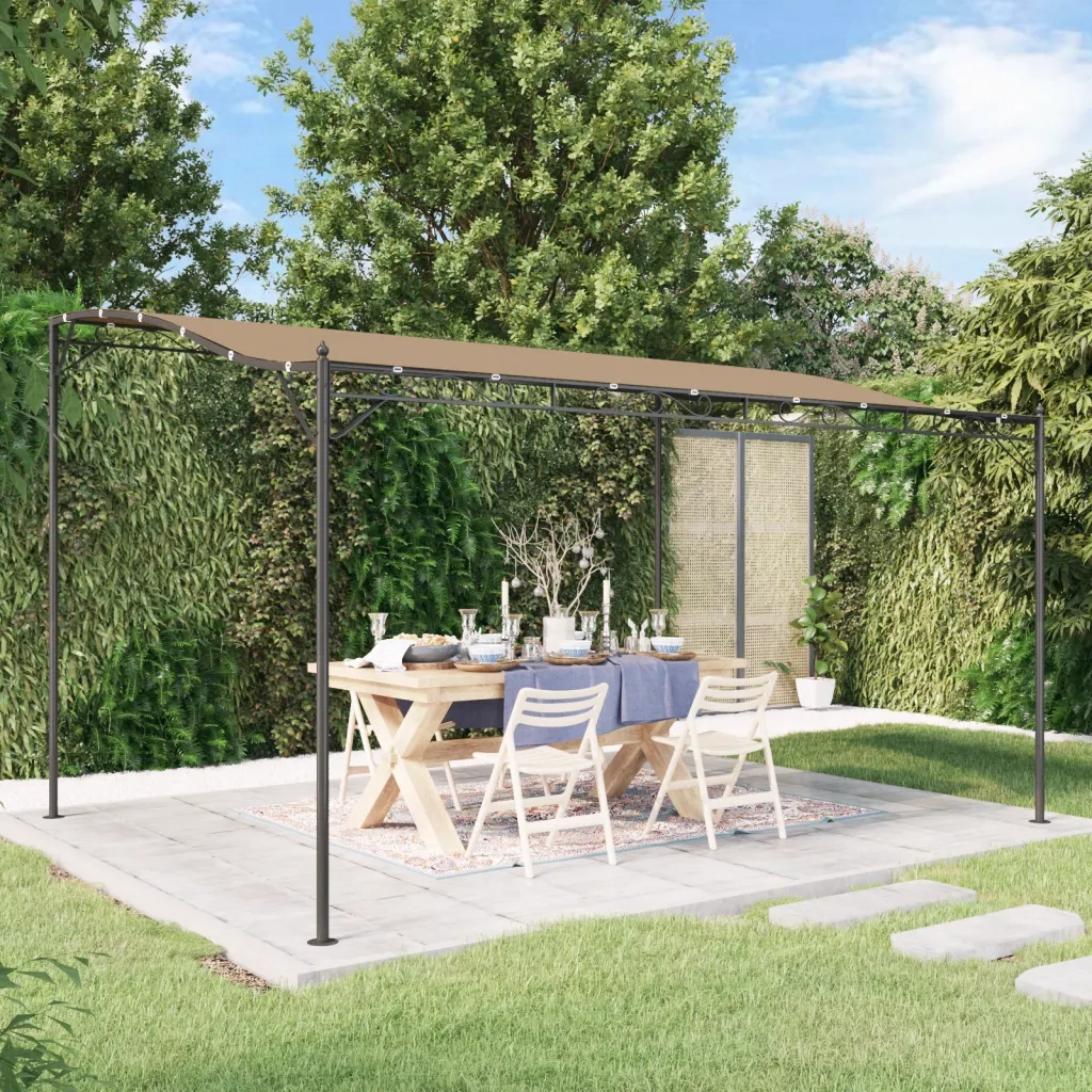 Tettoia Tortora 4x3 m 180 g/m2 Tessuto e Acciaio CFW2969005