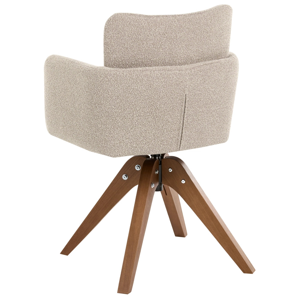 Set di 2 sedie da pranzo girevoli Boucle Rivestimento in tessuto beige Base con gambe in legno girevoli in metallo