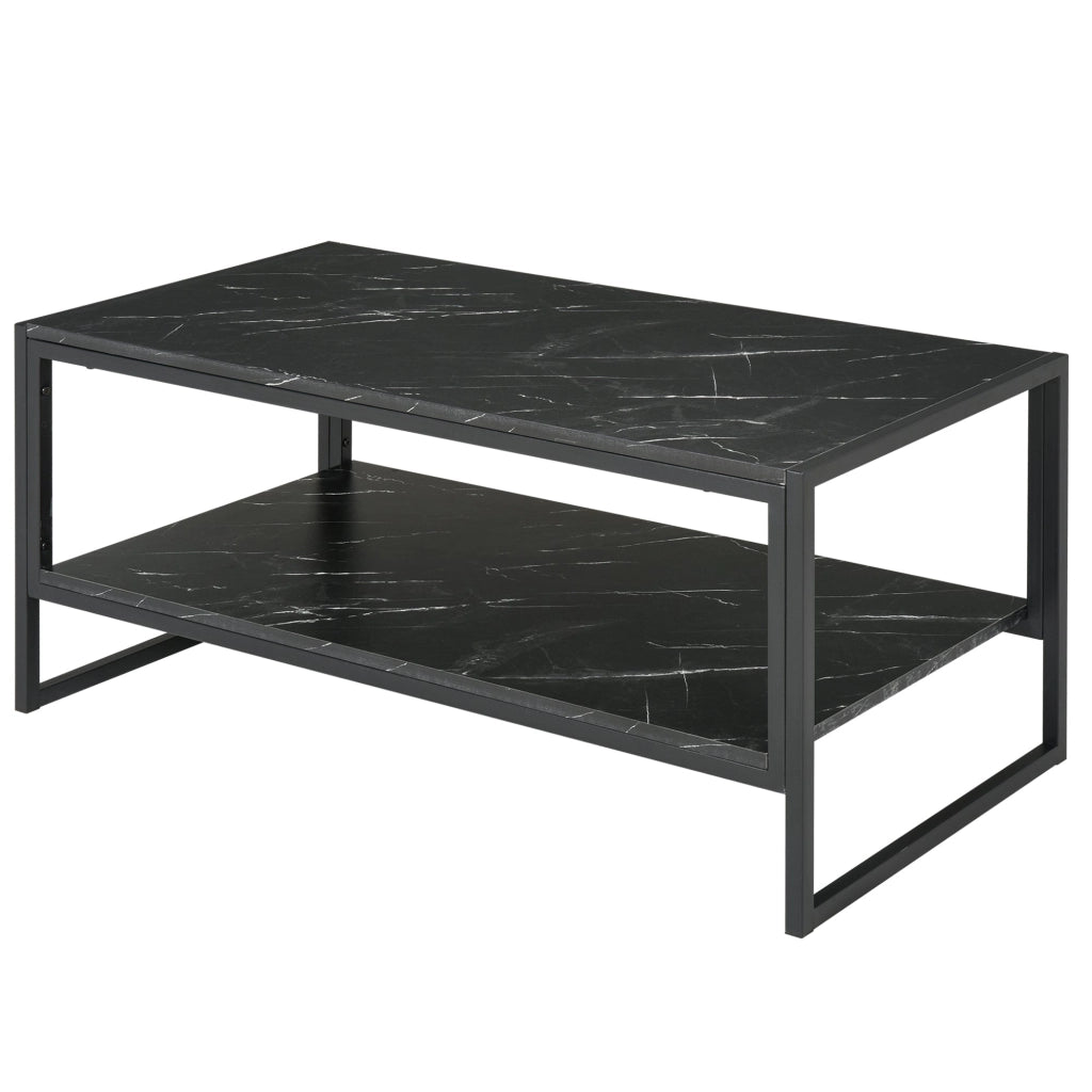Tavolino Rettangolare da Caffè 106x50x47 cm  Nero Effetto Marmo