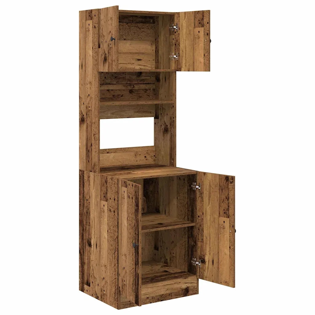 Credenza da cucina 2 pz-Set di 2 Buffet-Armadio da cucina Legno vecchio 60 x 50 x 180 cm
