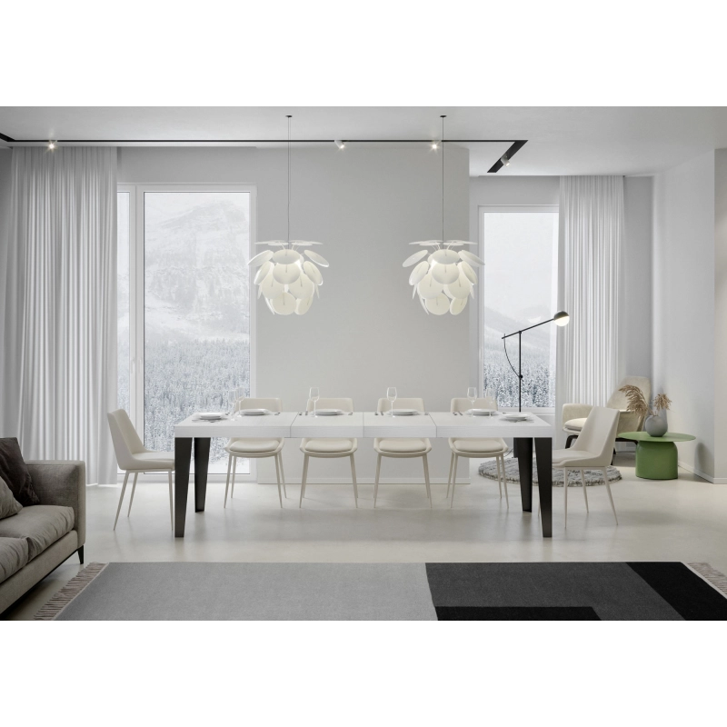 Tavolo allungabile 90x180/284 cm Flame Premium telaio Antracite - Bianco Frassino