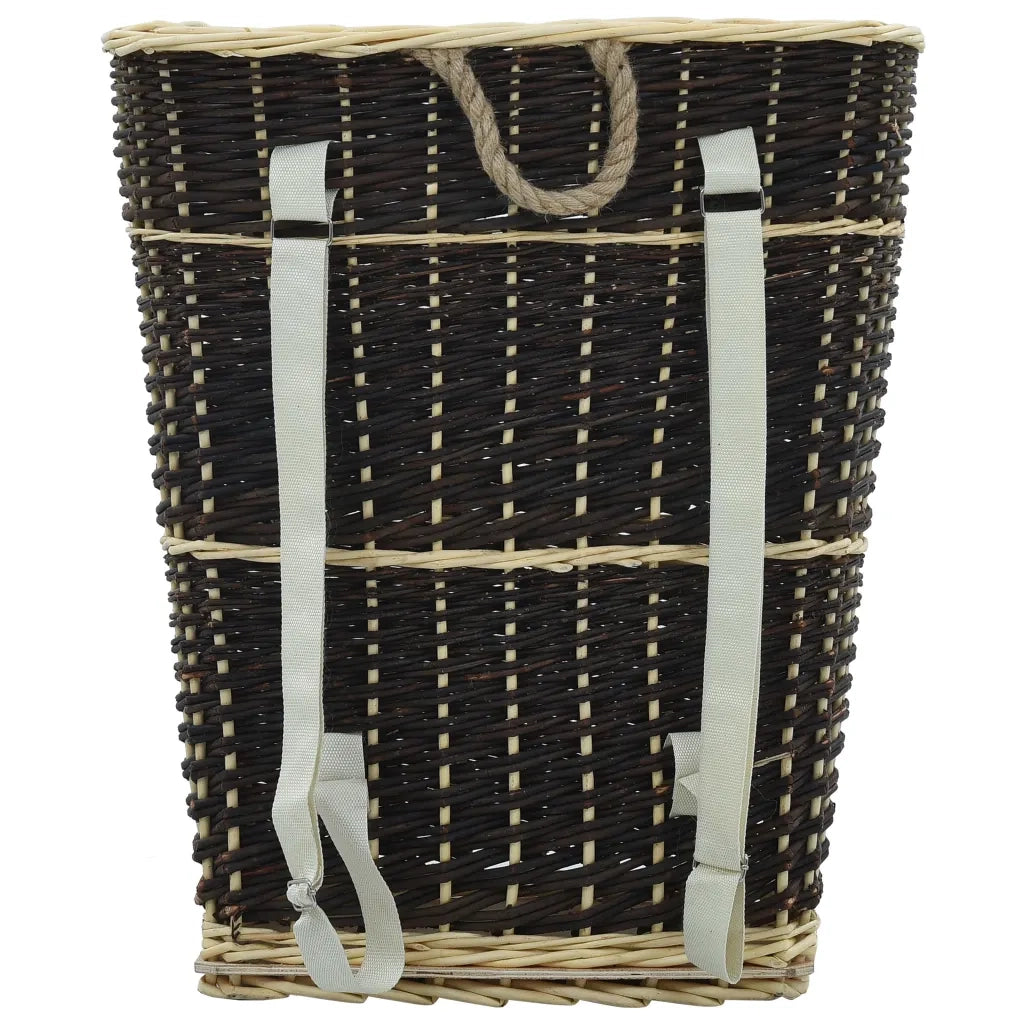 Cesta per Legna con Spallacci 57x51x69cm Salice Naturale cod mxl 13051