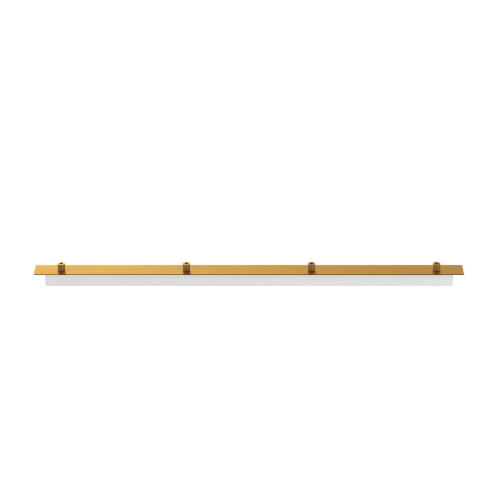 Rosone Rettangolare Metallo Ottone Satinato 4 Fori 80X4Cm