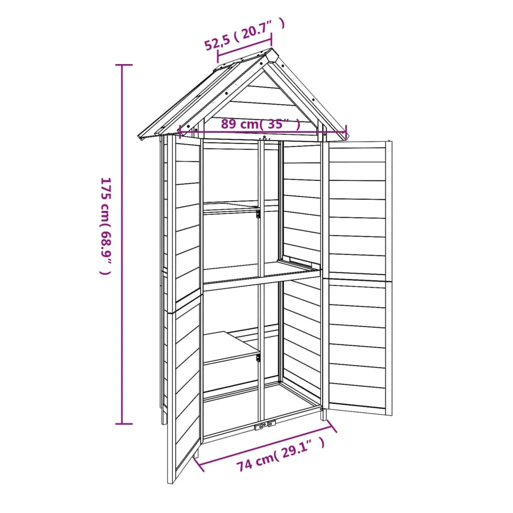 Casetta da giardino cabina ripostiglio casetta da esterno robusta casetta per attrezzi 89 x 52,5 x 175 cm legno massello di pino grigio 02_0022419