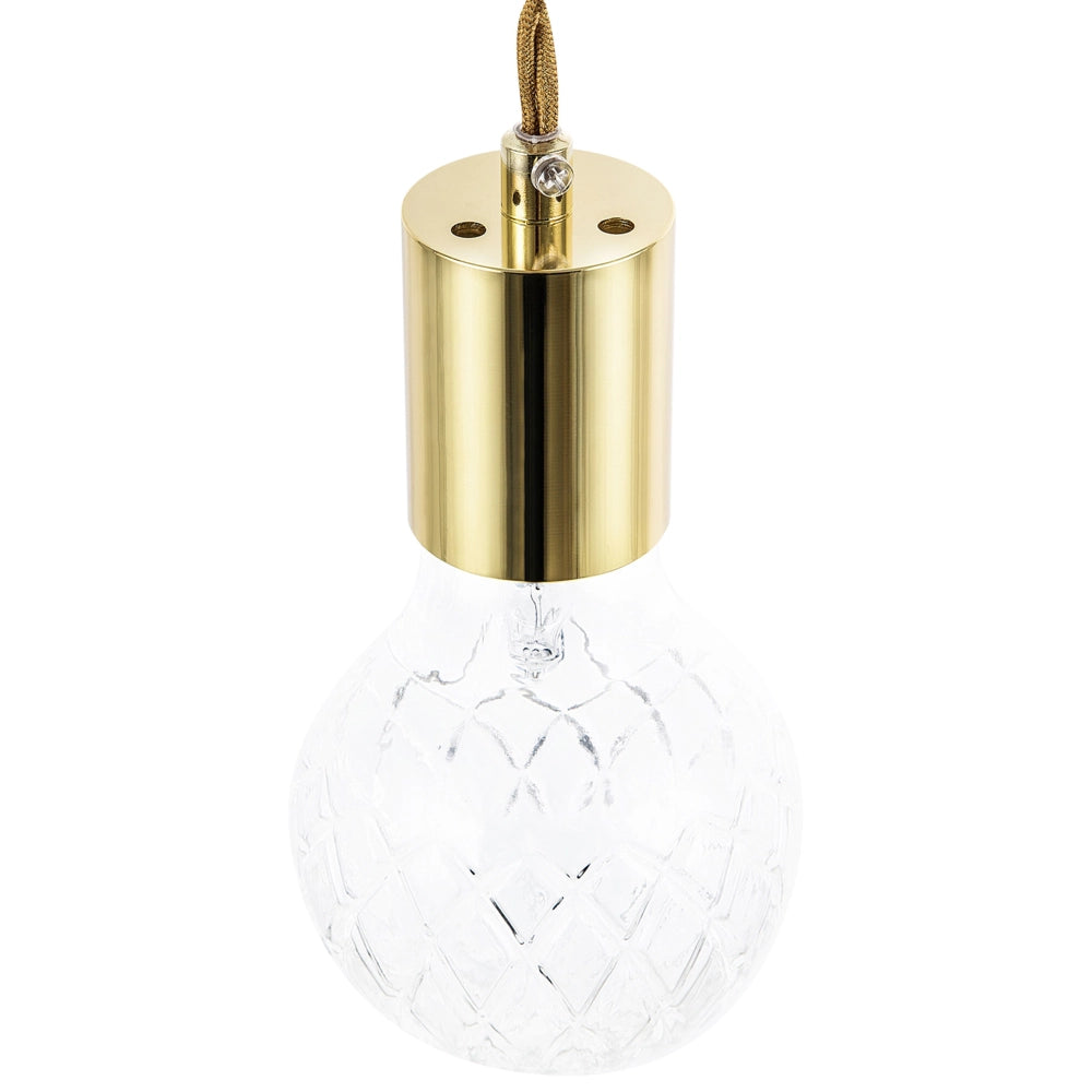 Set di 2 lampade a sospensione Lampadina industriale minimalista in vetro dorato