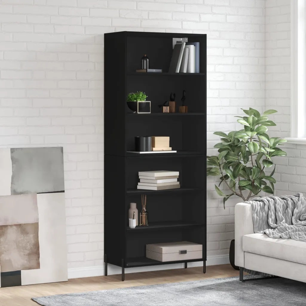 Credenza Nera 69,5x32,5x180 cm Legno Multistrato 3189582