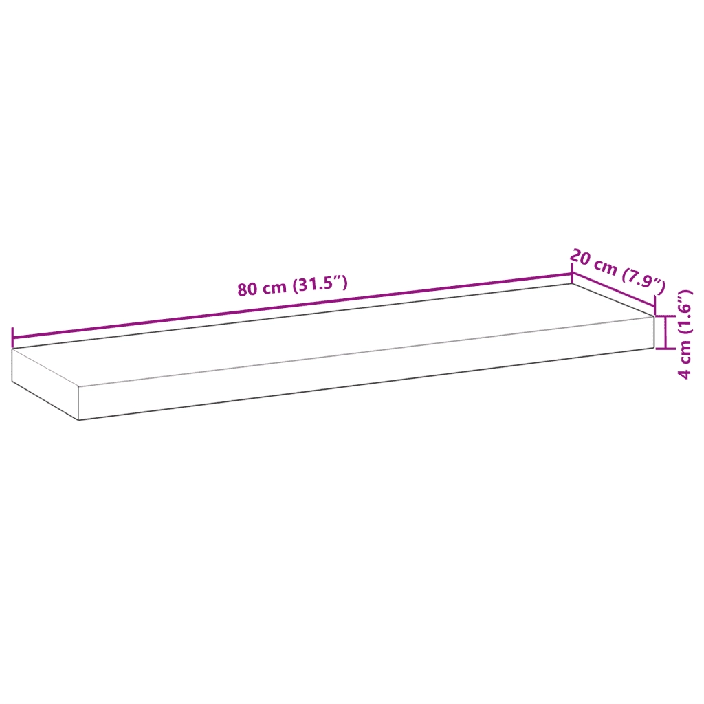 vidaXL Mensole da Parete 4 pz 80x20x4 cm Legno Acacia Non Trattato