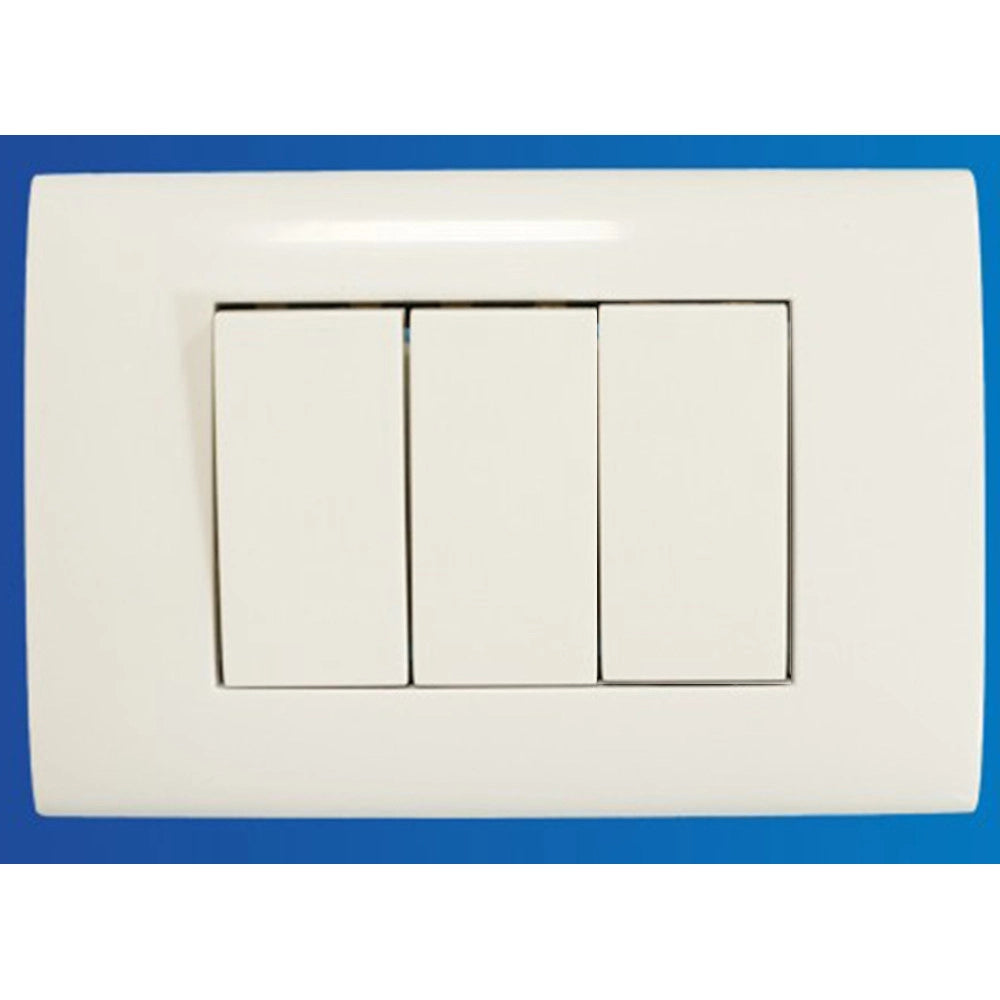 Trade Shop - Placca Placchetta 3 Posti Completa 2 Interruttori Presa Bipasso Incasso 503 -